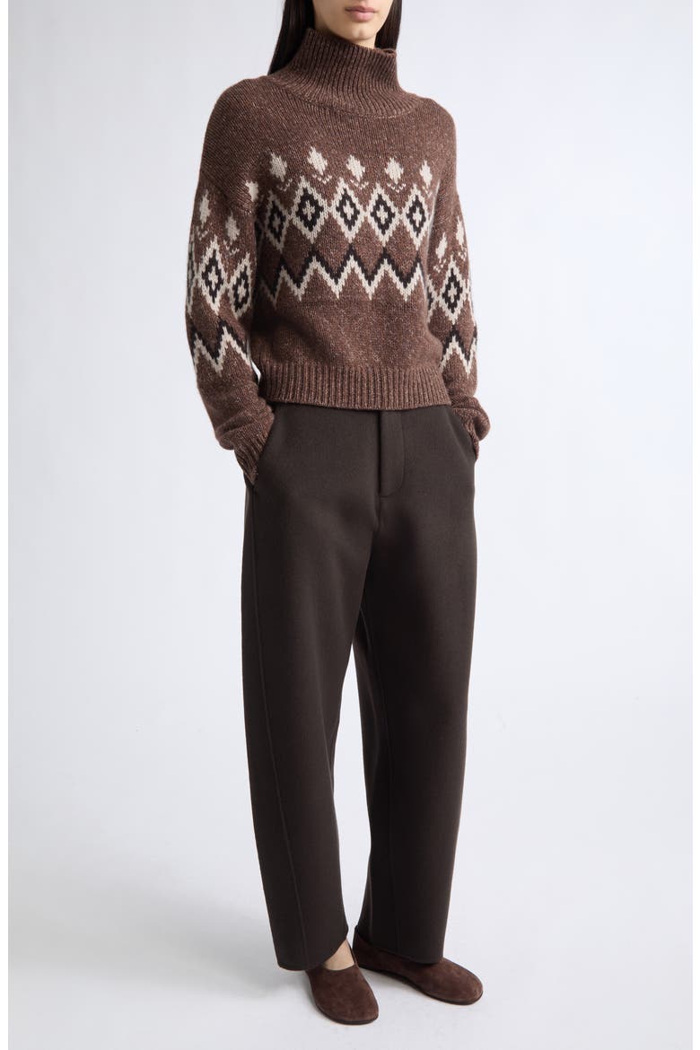 Gudrun Fair Isle Cashmere Sweater, Alternate, color, DARK COCOA/ SAND
