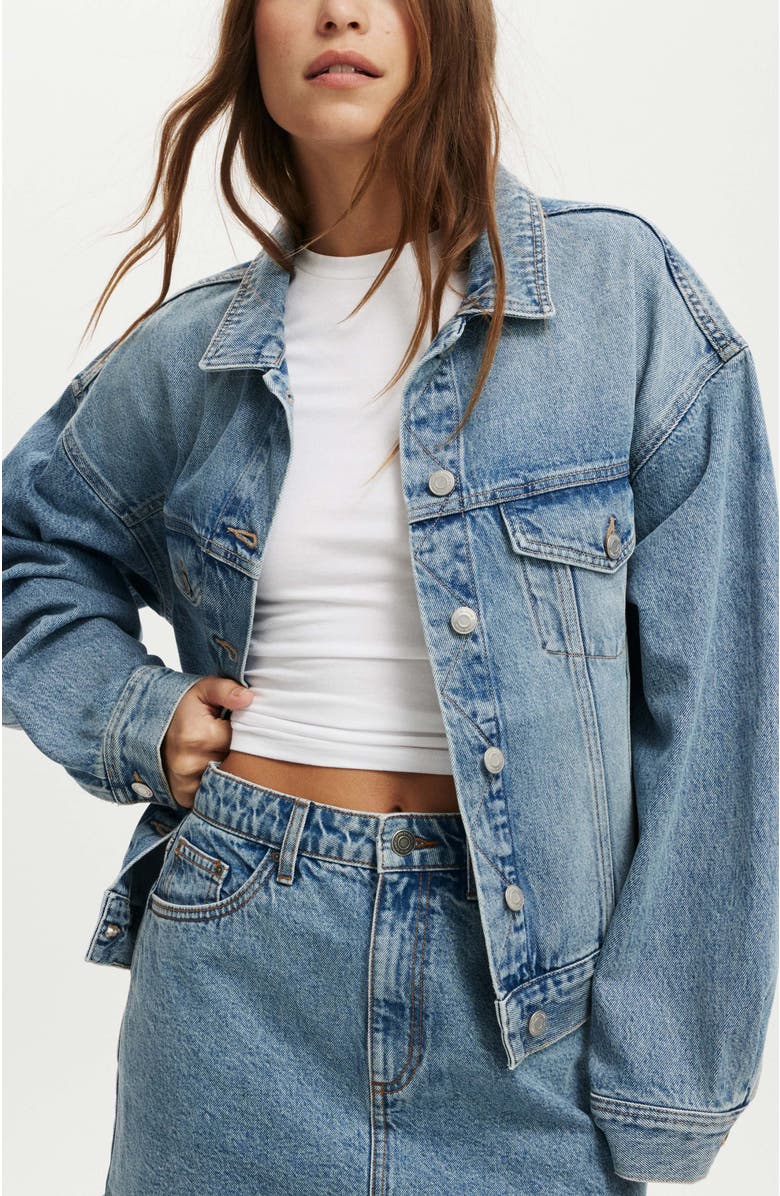 Cotton On Women's Original Denim Jacket, Main, color, Sunset Blue