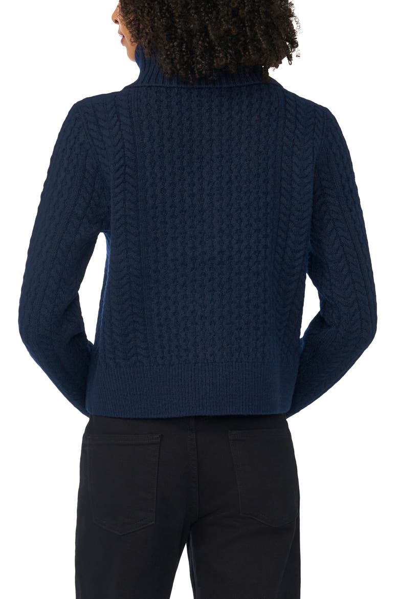 Cable Knit Cardigan with Collar, Alternate, color, NOT SO NAVY