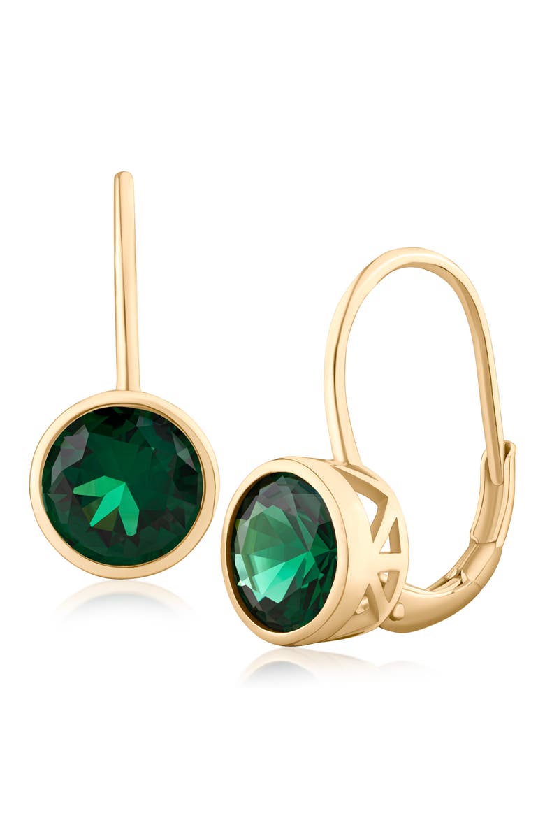 5 cttw Round Bezel Cubic Zirconia Lever Back Earrings, Main, color, EMERALD/ GOLD