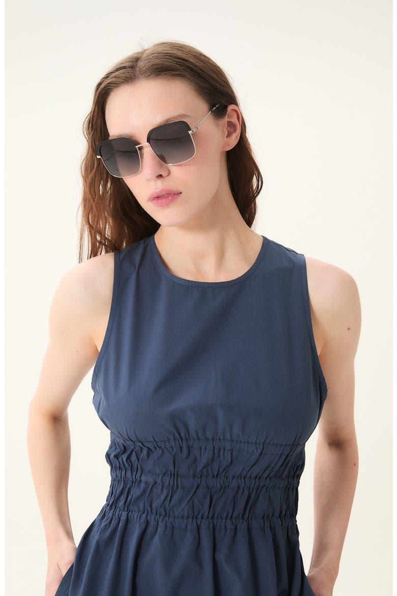 Turchi Smocked Sleeveless Maxi Dress, Alternate, color, NAVY