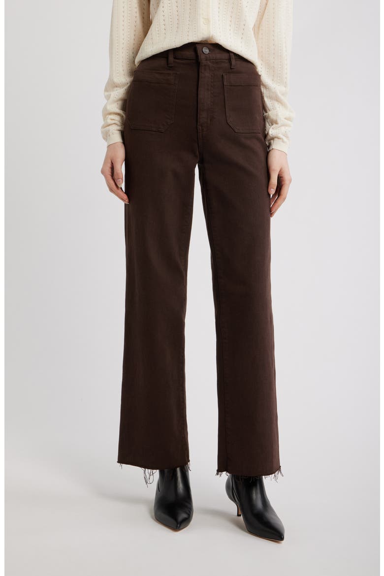 The Anchor High Waist Raw Hem Wide Leg Jeans, Main, color, CHOCOLATE BROWN