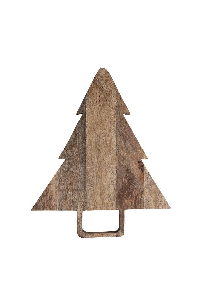 Mango Wood Tree-Shaped Cheese/Cutting Board with Handle, Natural, Main, color, Natural