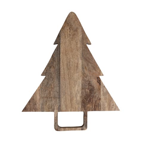 Mango Wood Tree-Shaped Cheese/Cutting Board with Handle, Natural