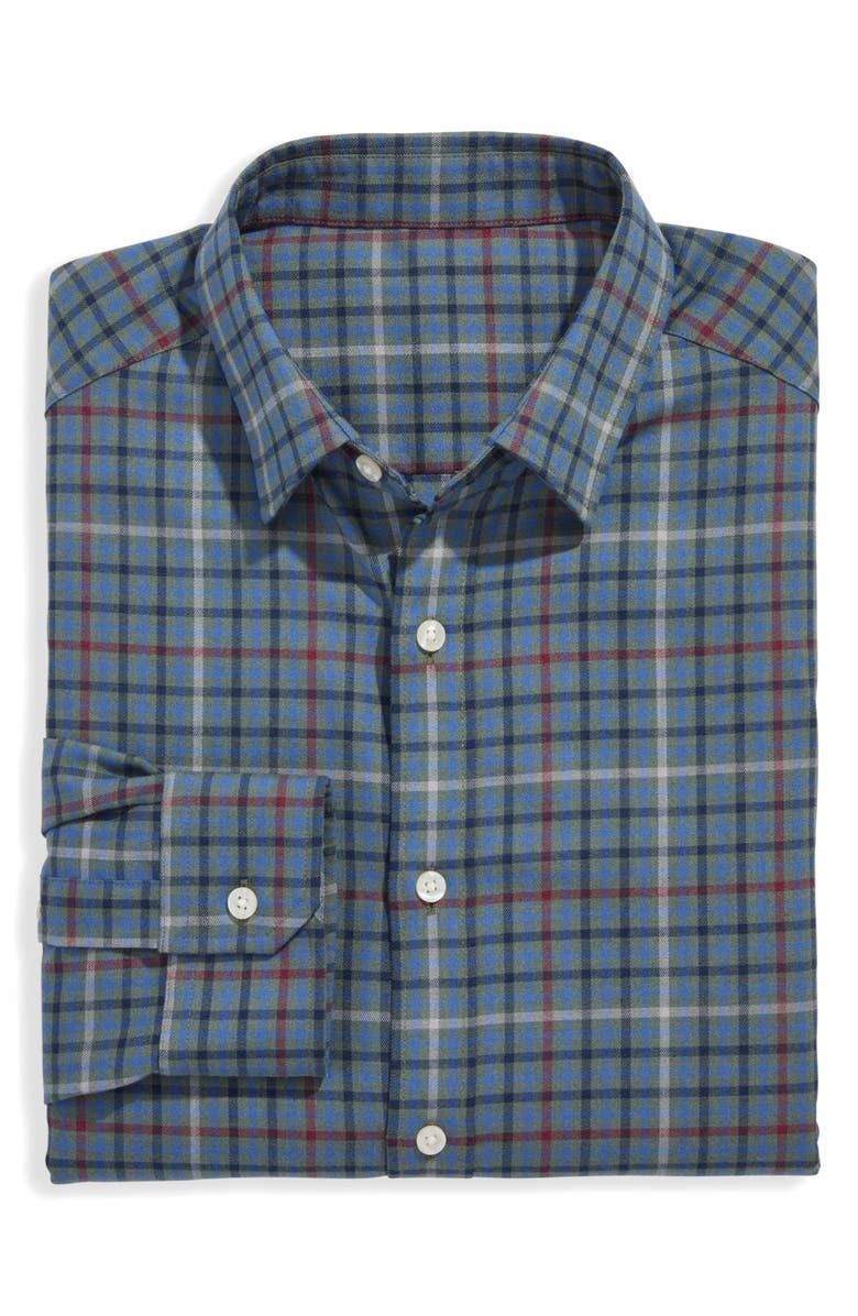 vineyard vines Madaket Tattersall Tech Twill Button-Up Shirt, Alternate, color, Balsam