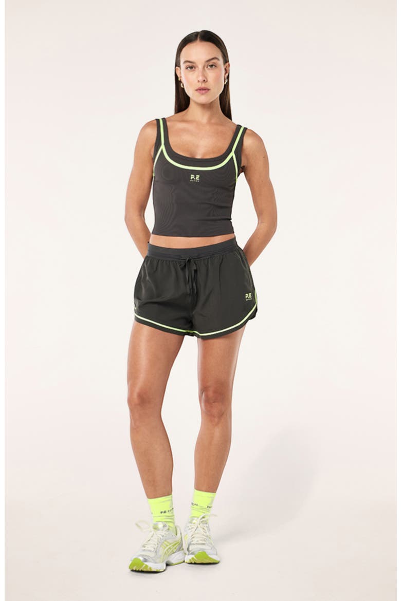 Linear Drawstring Shorts, Alternate, color, CAVIAR/ LIME
