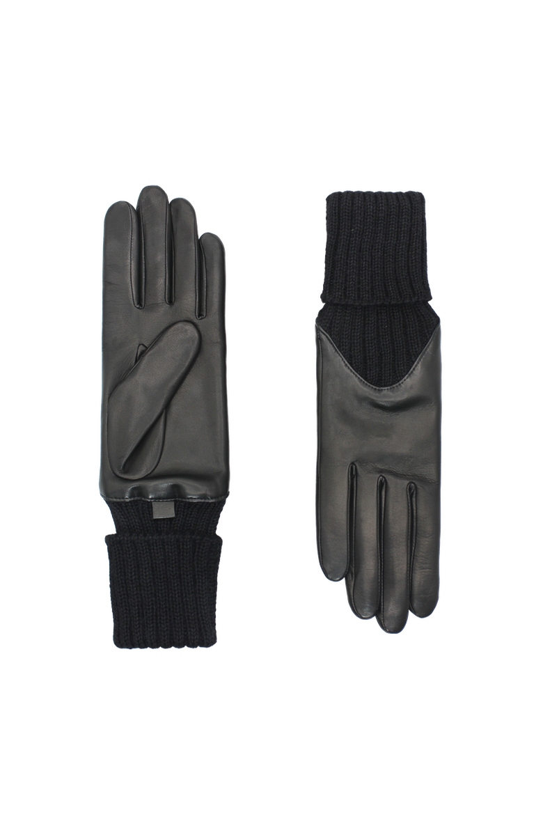 Agnelle Cecilia Leather Gloves with Knitted Cuff, Main, color, Noir