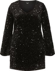 City Chic Paislee Sequin Long Sleeve Dress