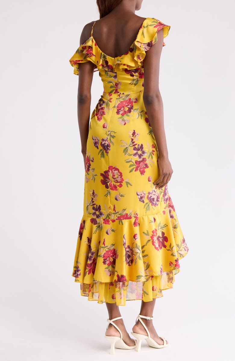 Cinq à Sept Nara Floral Ruffle High-Low Maxi Dress, Alternate, color, 