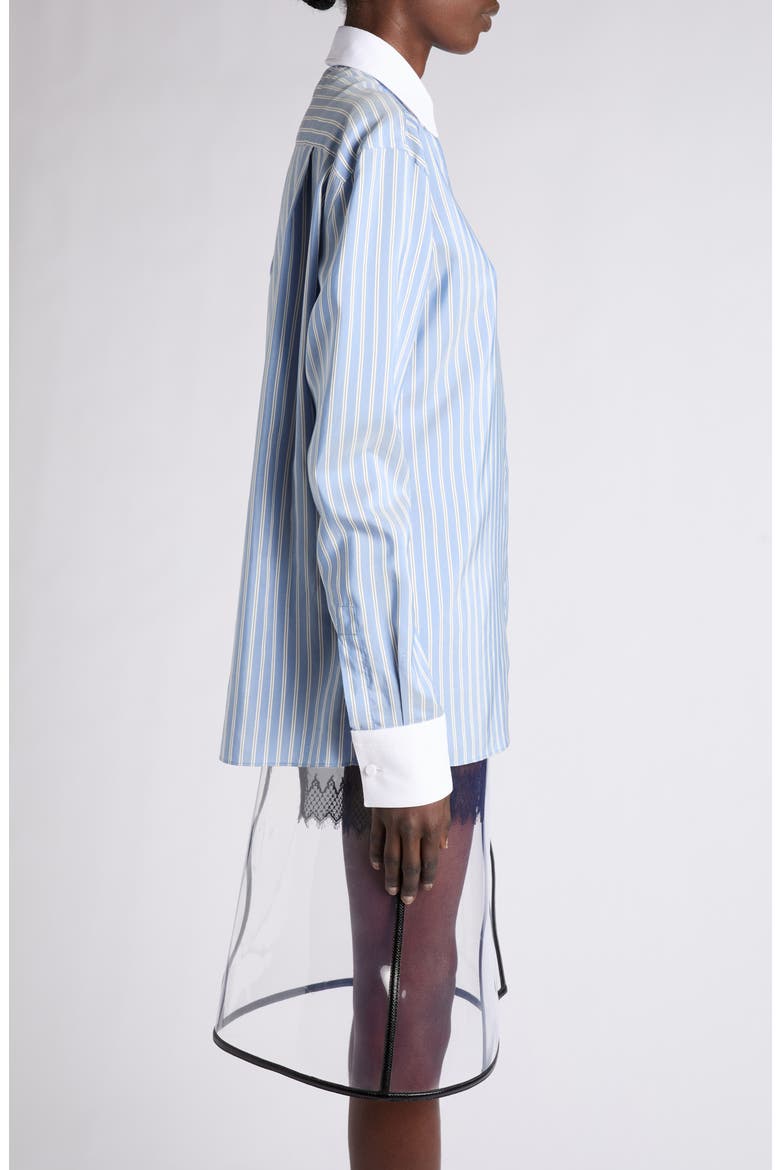 Striped Silk Boyfriend Shirt, Alternate, color, SKY BLUE/ OFF WHITE
