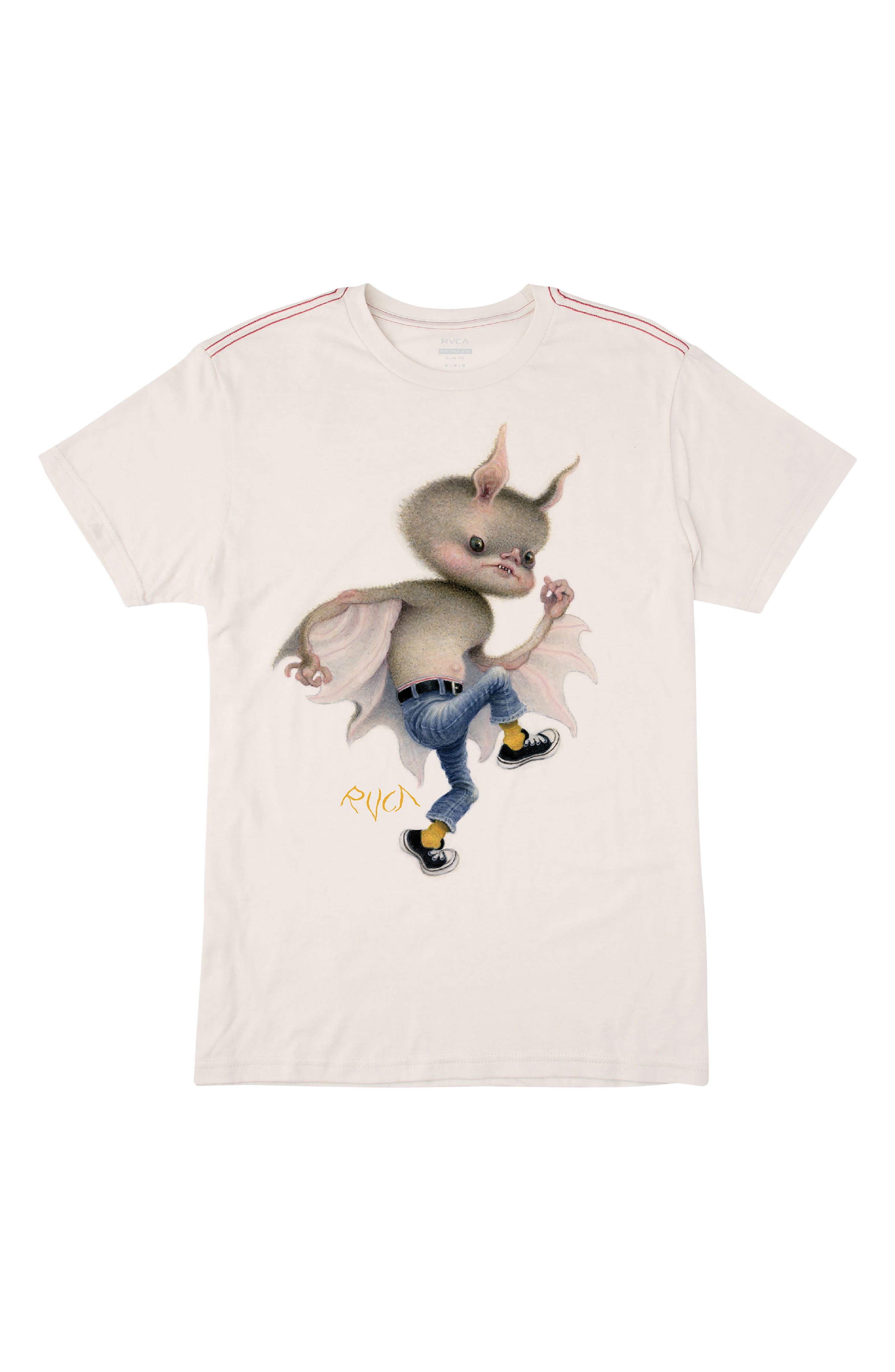 RVCA Bat Boy Graphic T-Shirt in Antique White 