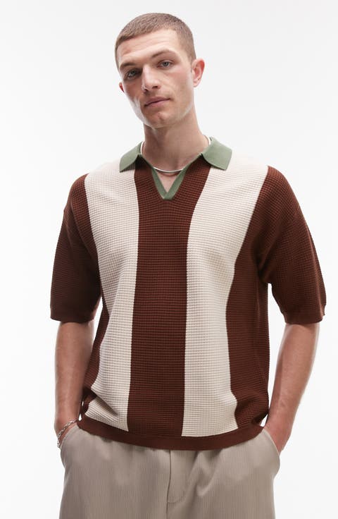 Revere Colorblock Stripe Knit Polo
