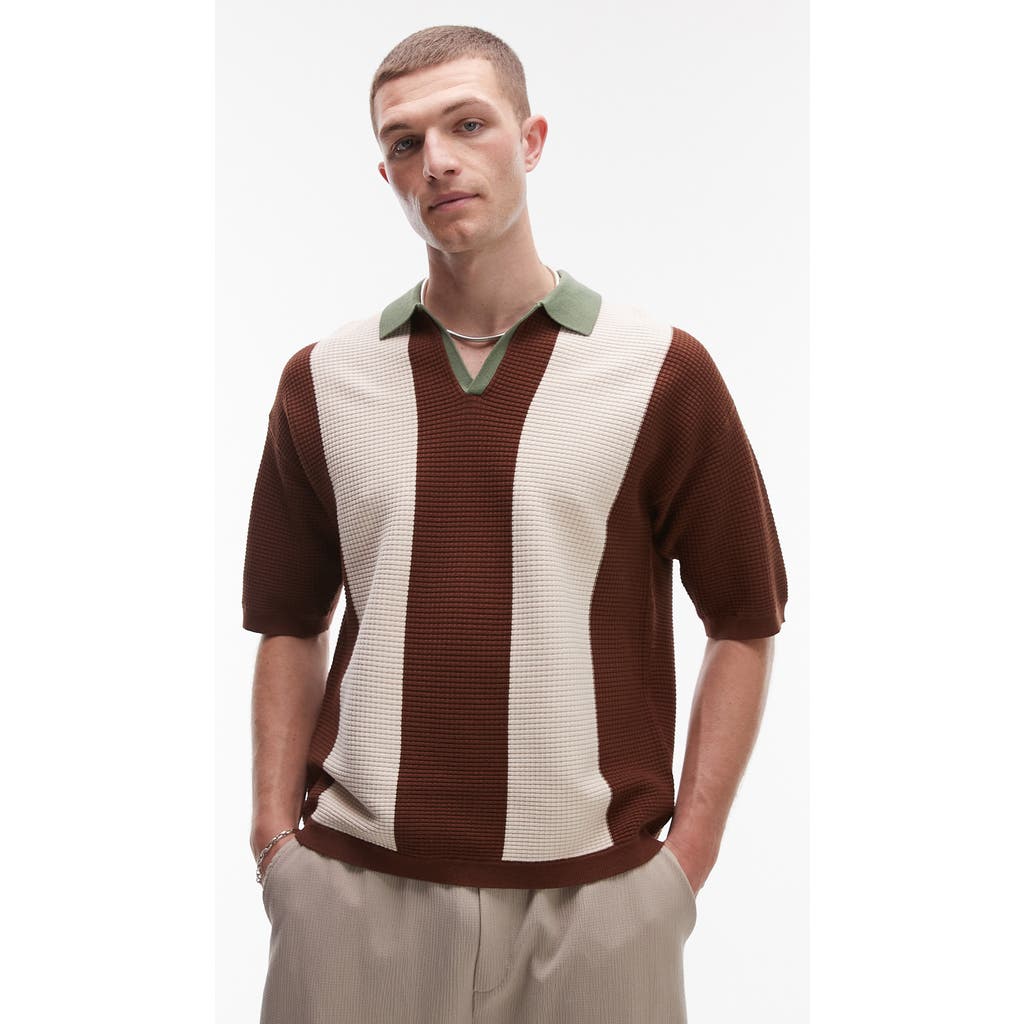 Topman Revere Colorblock Stripe Knit Polo In Multi