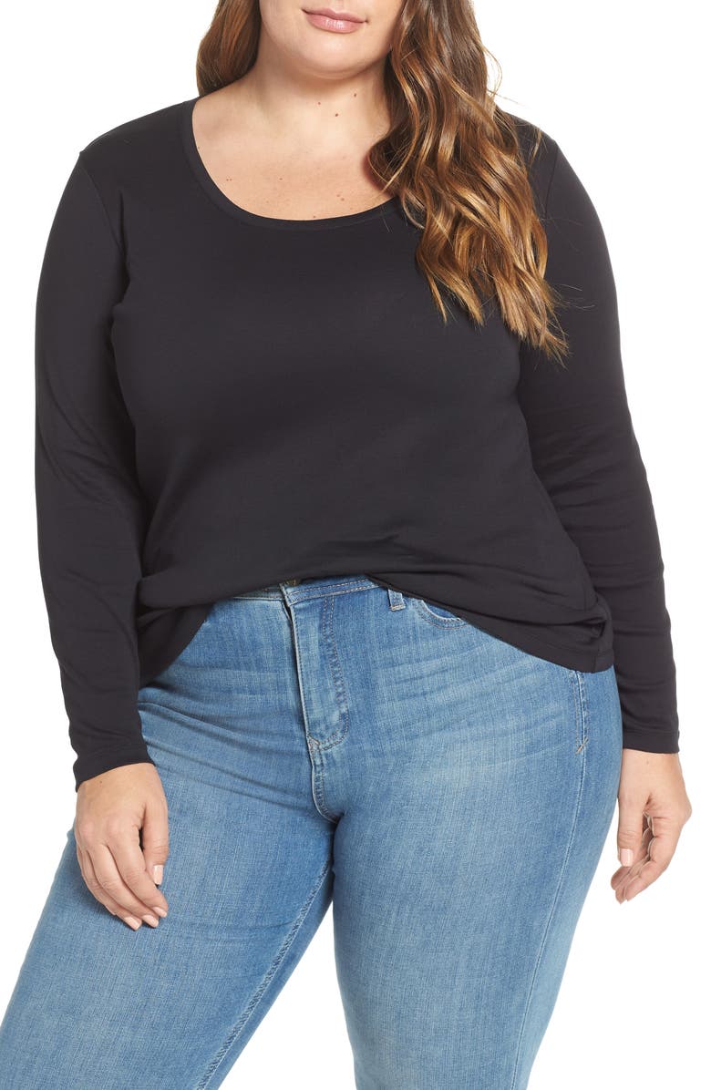 Caslon<sup>®</sup> Melody Long Sleeve Scoop Neck Tee, Main, color,