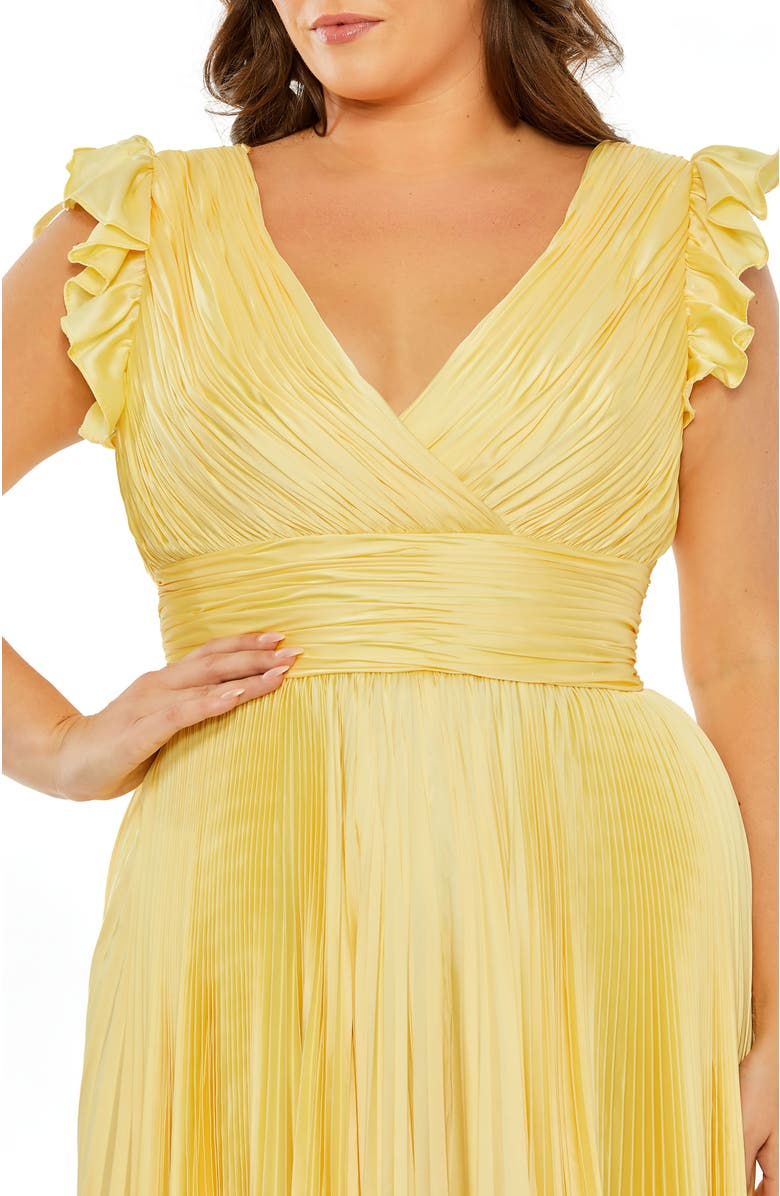 Mac Duggal Flutter Sleeve Pleated V-Neck Gown, Alternate, color, 