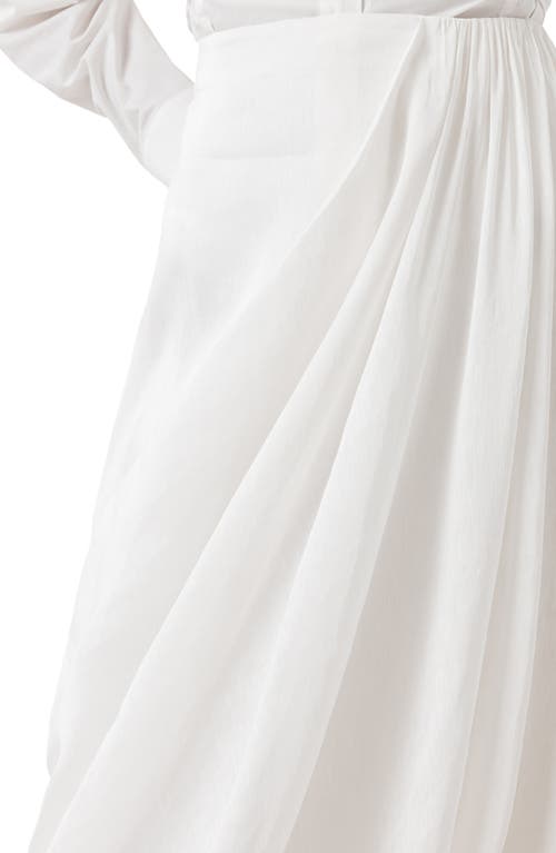 Allsaints Nia Pleated Bubble Hem Midi Skirt In White