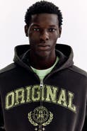H&M Oversized Fit Printed Zip-through Hoodie