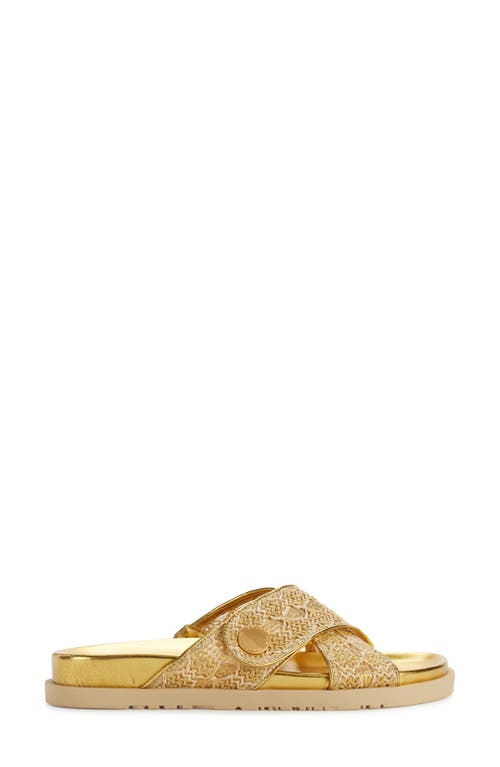 Donna Karan Women's Harisa X- Band Slip-on Flat Sandals In Tan/gold