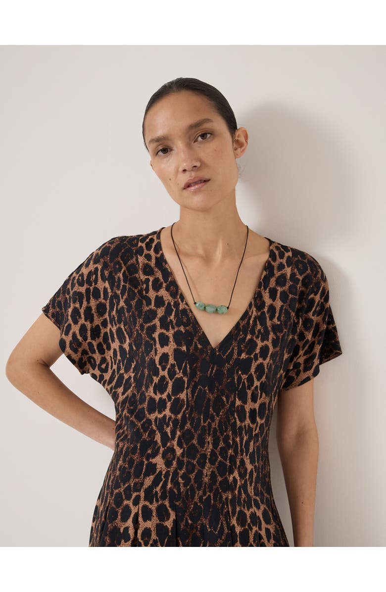 Hush Bronte Pleated Air Flow Midi Dress, Alternate, color, Natural Leopard Brown