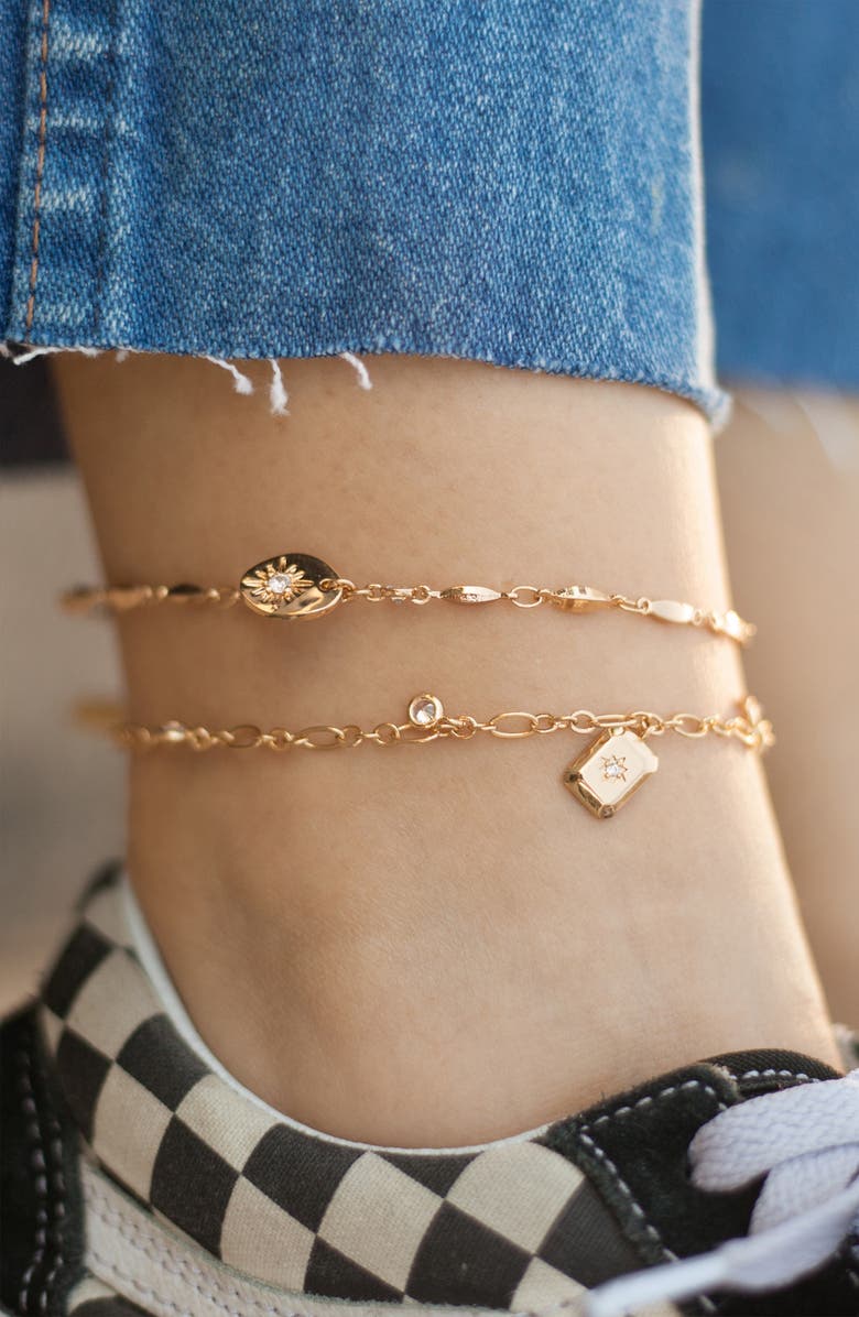 Ettika Cystal Charm Anklet Set, Alternate, color, 