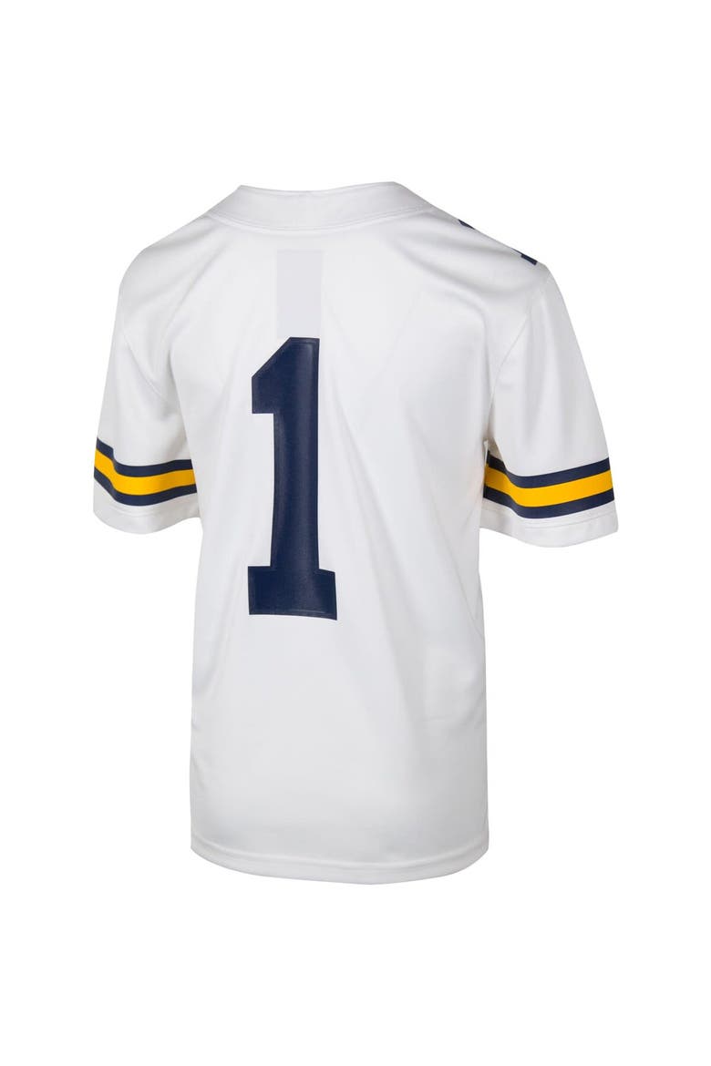Youth Jordan Brand #1 White Michigan Wolverines Team Replica Football Jersey, Alternate, color, White