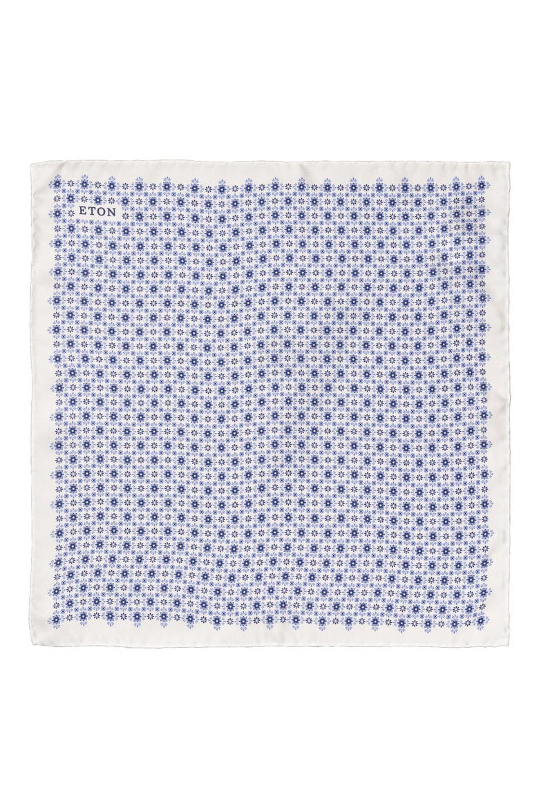 Neat Floral Silk Pocket Square, Alternate, color, NAVY