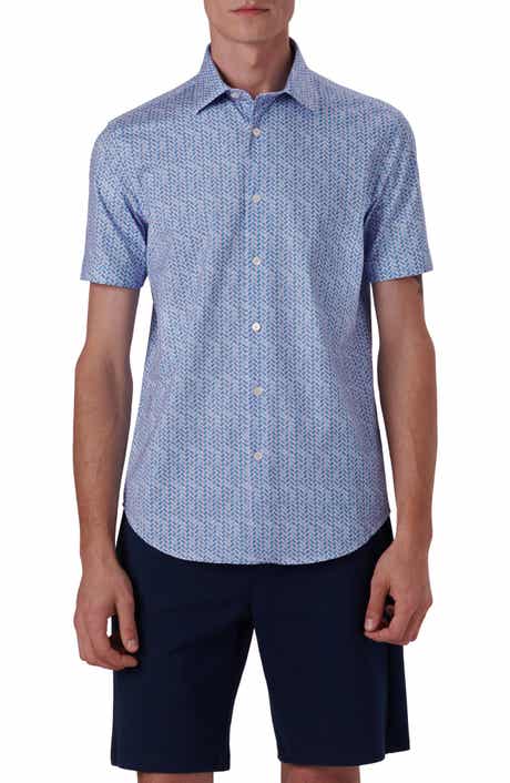Bugatchi Miles OoohCotton® Geo Print Short Sleeve Button-Up Shirt