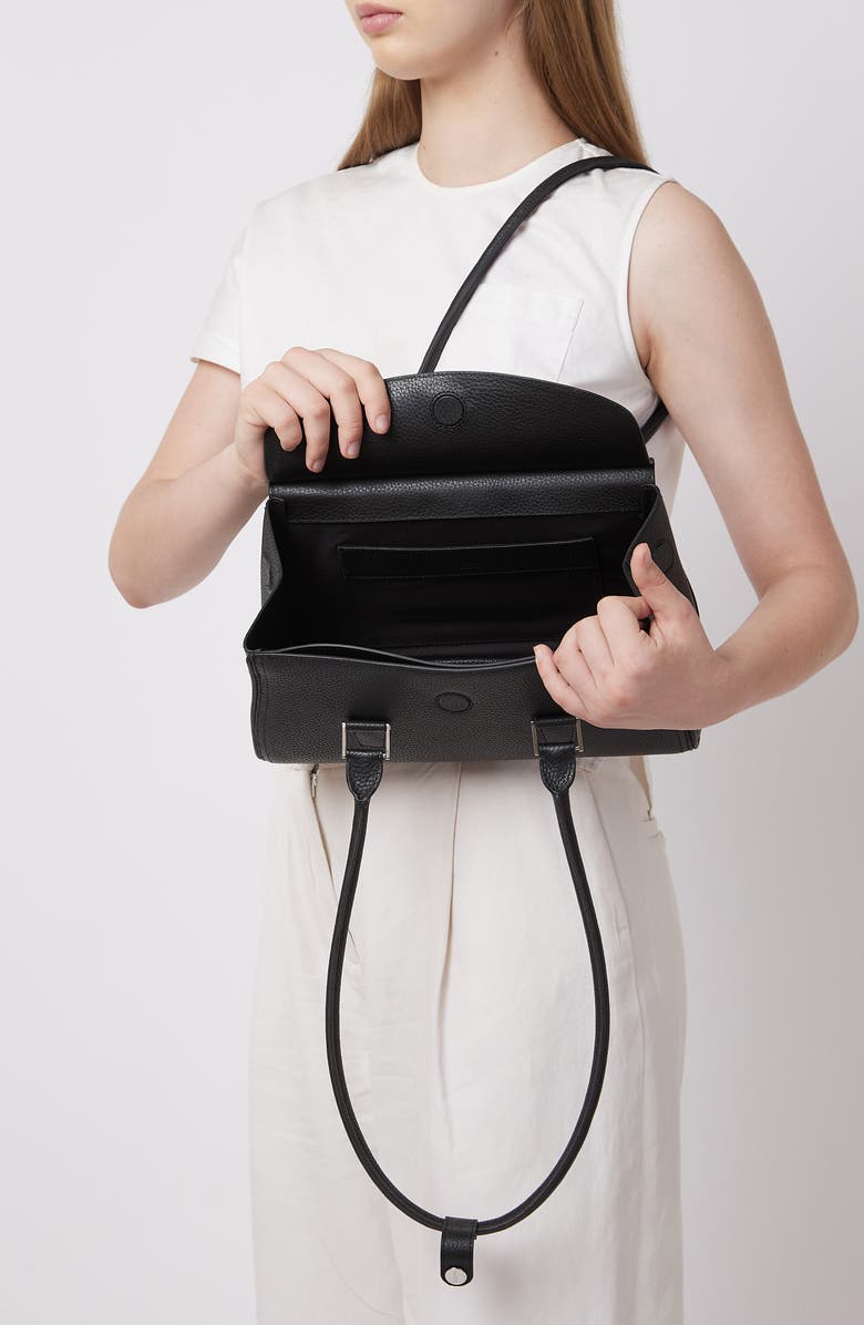 behno Coco Baguette Pebble Leather Shoulder Bag, Alternate, color, Black