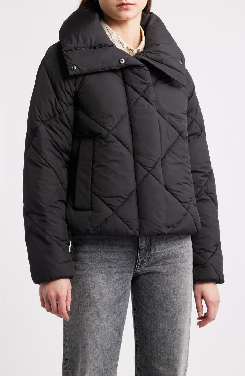 BCBG Missy Water Resistant Diamond Quilted Jacket, Main, color, Black