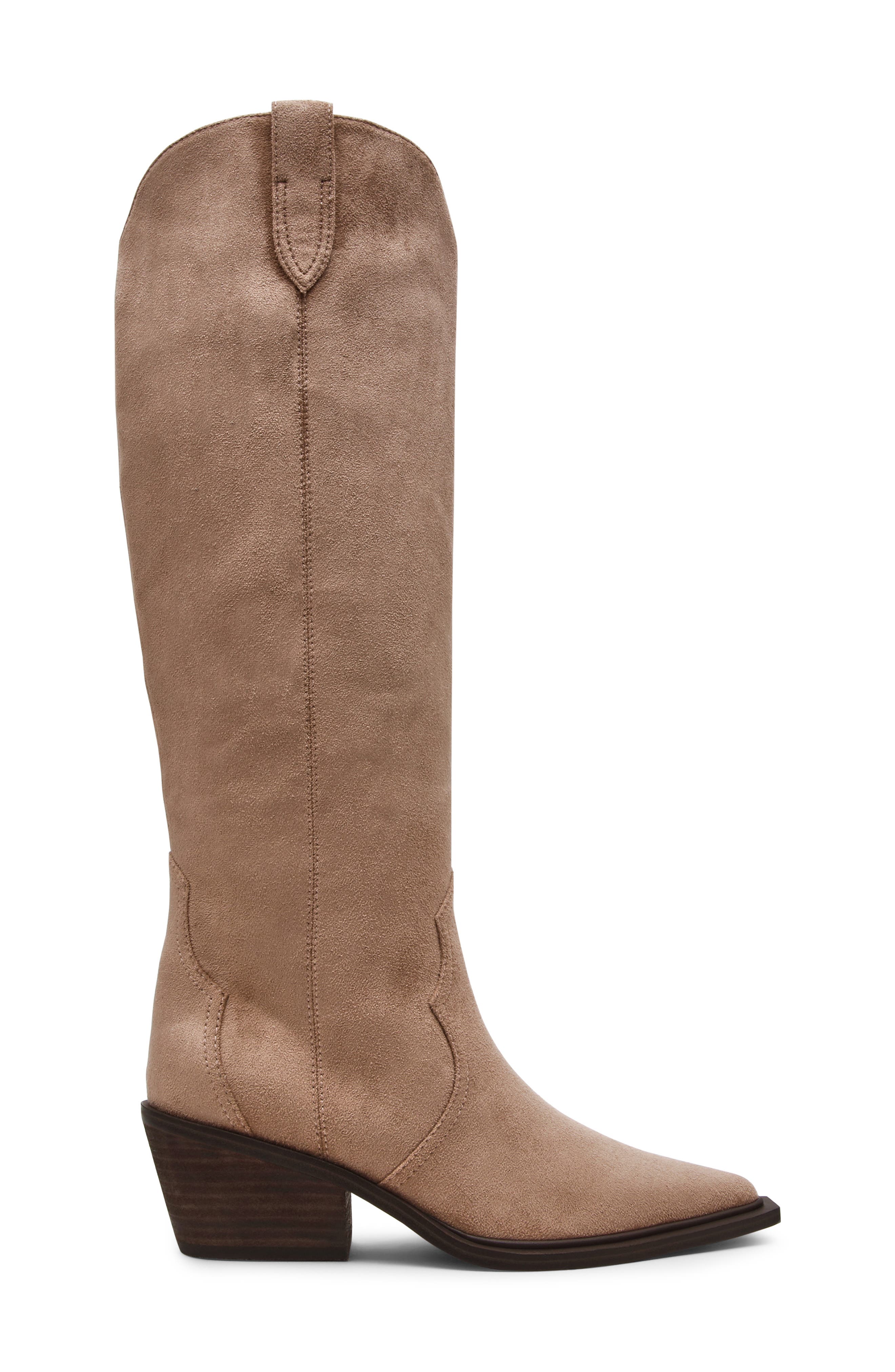 Greva Knee High Western Boot, Alternate, color, STONE SUEDE