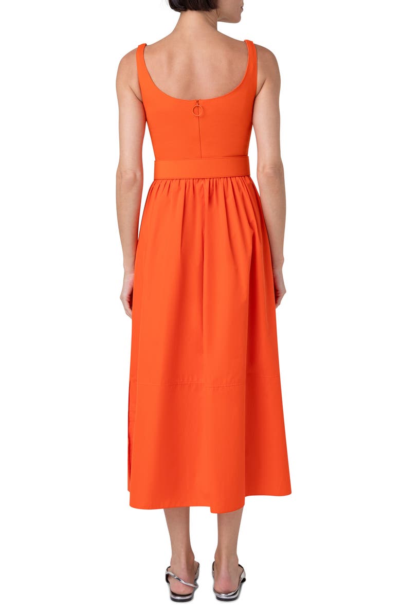 Akris punto Belted Scoop Neck Midi Dress, Alternate, color,