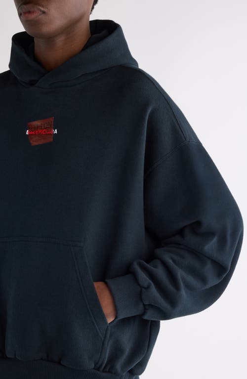 Balenciaga Hooded Sweatshirt Kangaroo Pocket In Blue