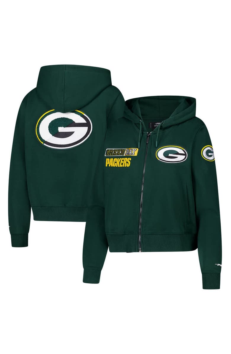 PRO STANDARD Women's Pro Standard Green Green Bay Packers Split Logo Full-Zip Hoodie, Main, color, 