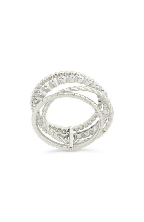 Sterling Forever Cassidy Cubic Zirconia Stack Ring In Metallic