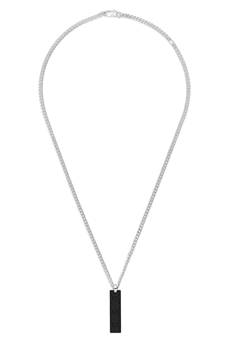 ID Tag Pendant Necklace, Main, color, SILVER