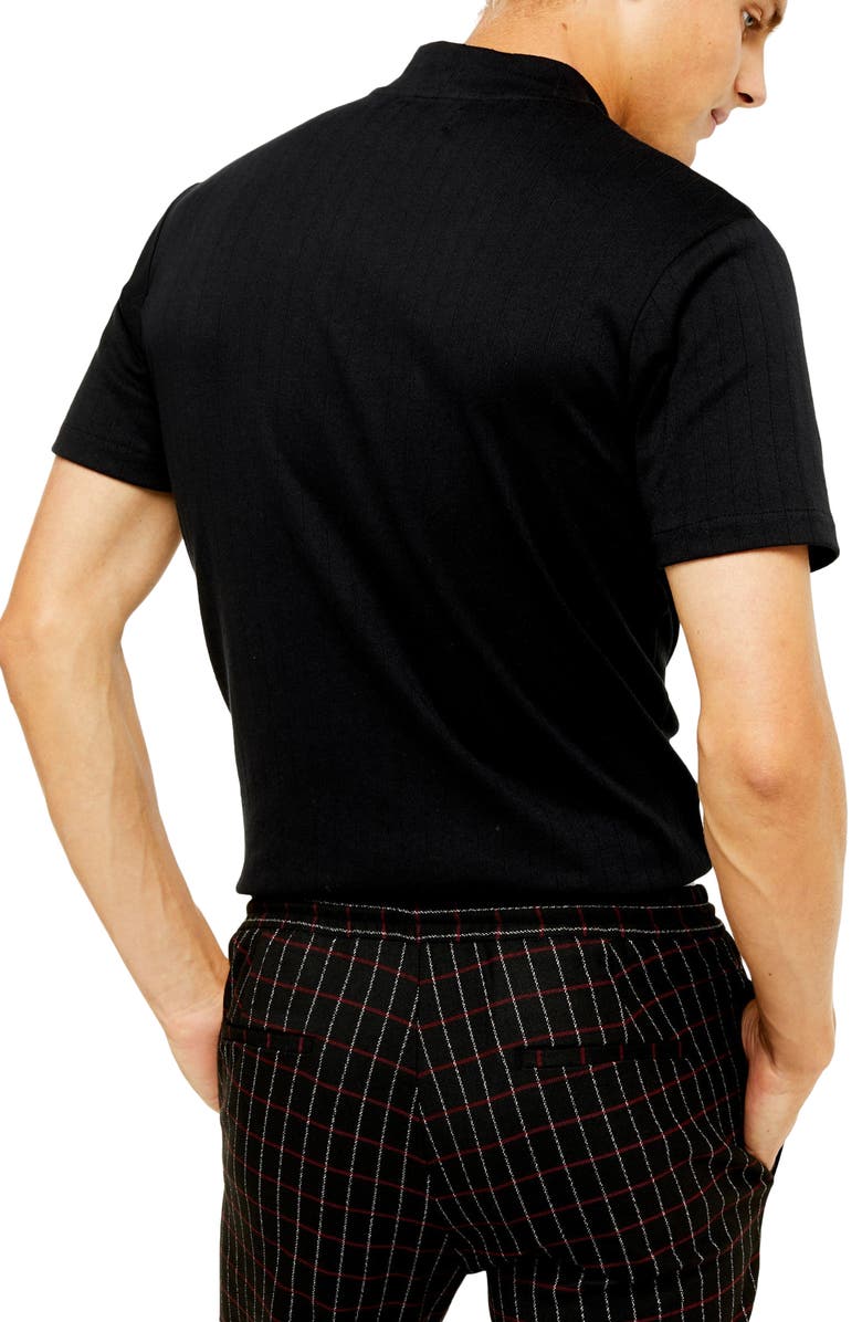 Topman Classic Fit Ribbed Mock Neck T-Shirt, Alternate, color,