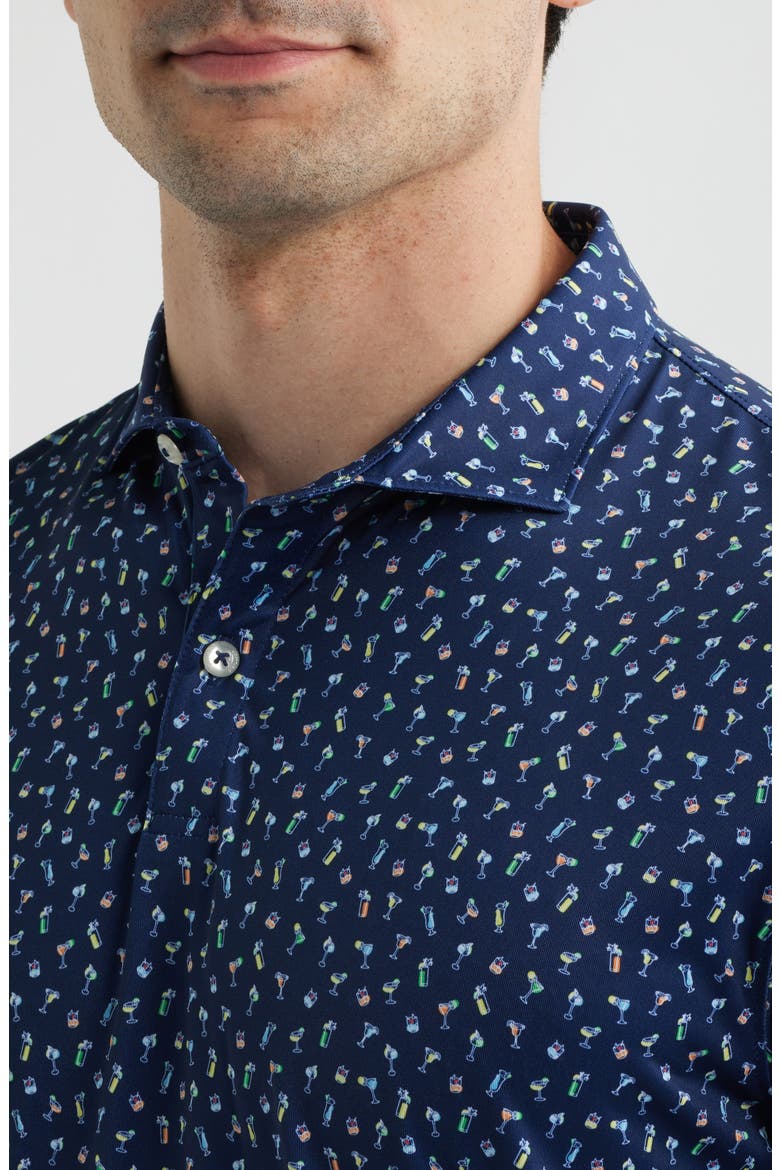 Pop Tails Cocktail Print Performance Jersey Polo, Alternate, color, NAVY