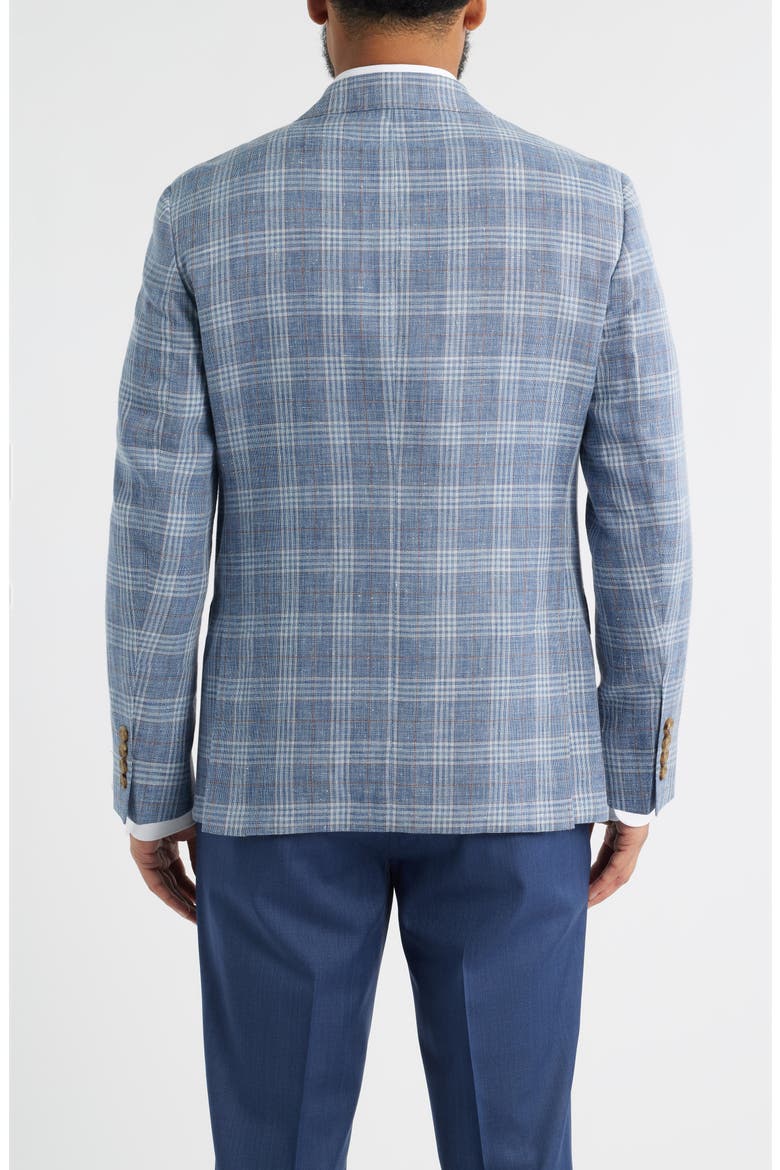 Henrik Trim Fit Plaid Slub Linen & Cotton Blend Sport Coat, Alternate, color, BLUE ENZO PLAID
