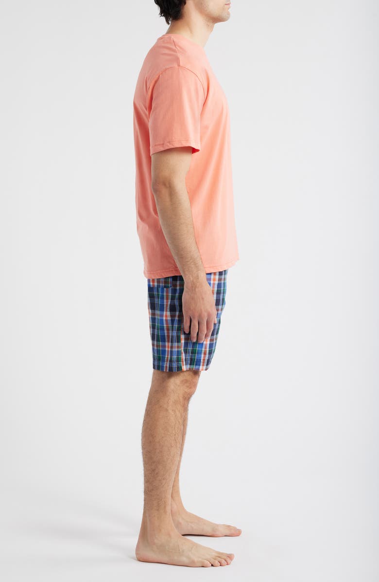 Majestic International Cozy Pajama T-Shirt & Woven Cotton Shorts Set, Alternate, color, Marlin Plaid