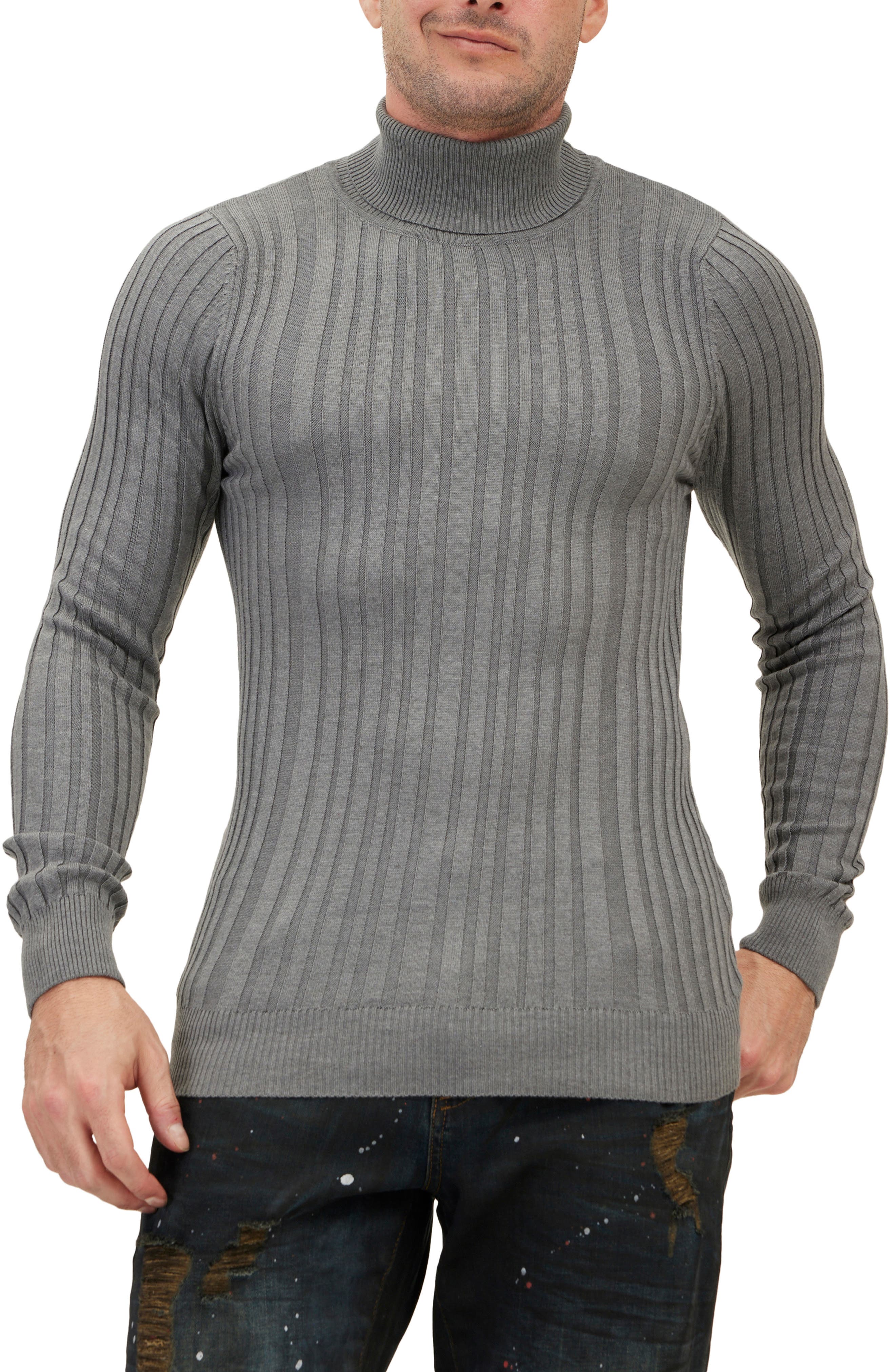 Roll Neck Rib Knit Sweater