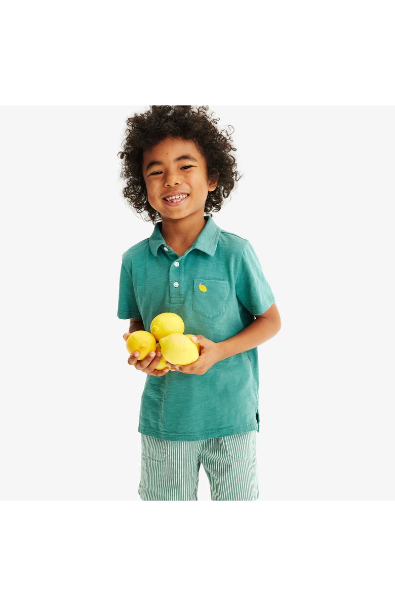 Primary Kids Embroidered Polo, Alternate, color, Sunwashed Teal