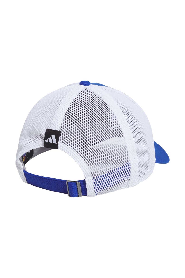 Men's adidas Royal Kansas Jayhawks Mascot Slouch Trucker Adjustable Hat, Alternate, color, Royal