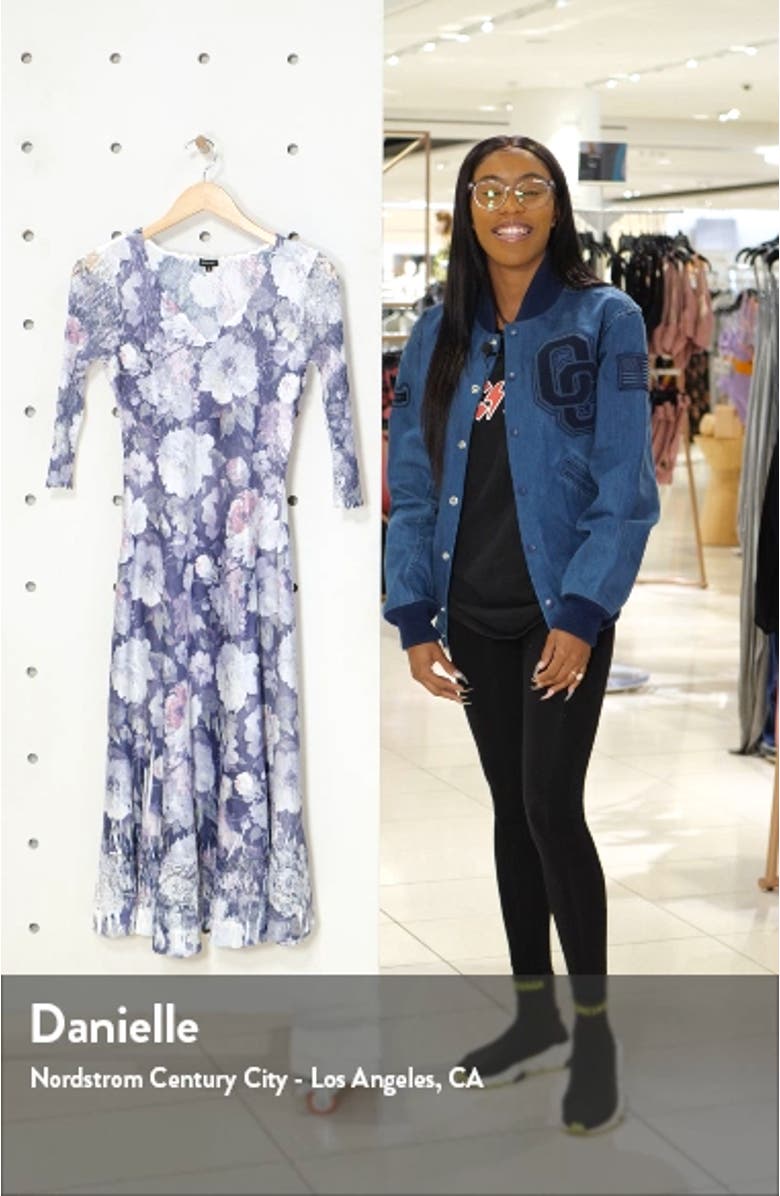 Lace Sleeve Charmeuse Midi Dress, sales video thumbnail