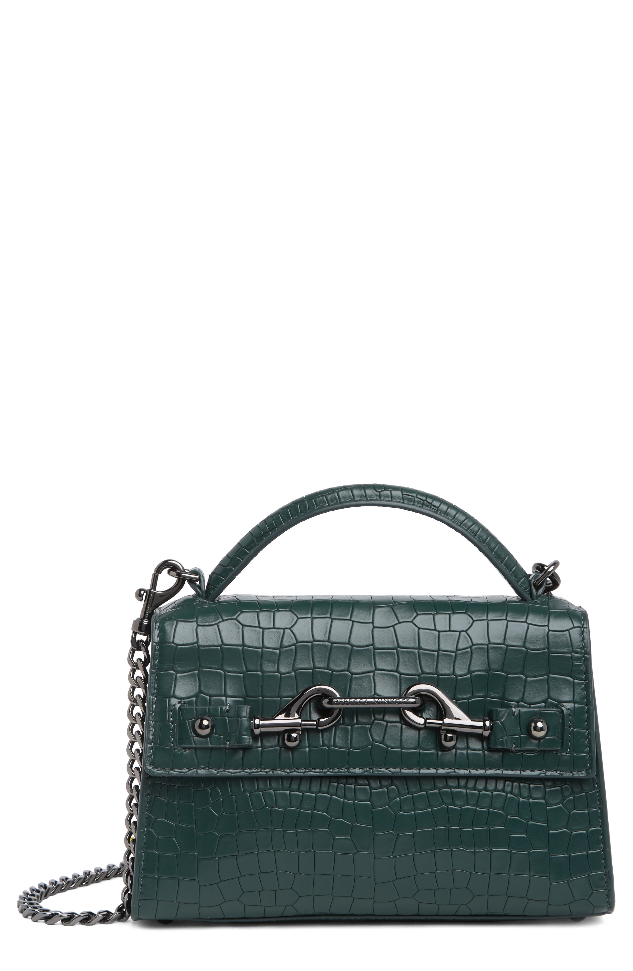 Rebecca Minkoff Lou Croc Embossed Top-Handle Bag, Main, color, 