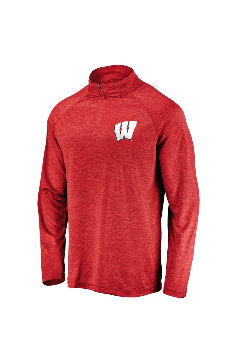 FANATICS Men's Fanatics Red Wisconsin Badgers Lightweight Striated Raglan Quarter-Zip Top, Alternate, color, Red