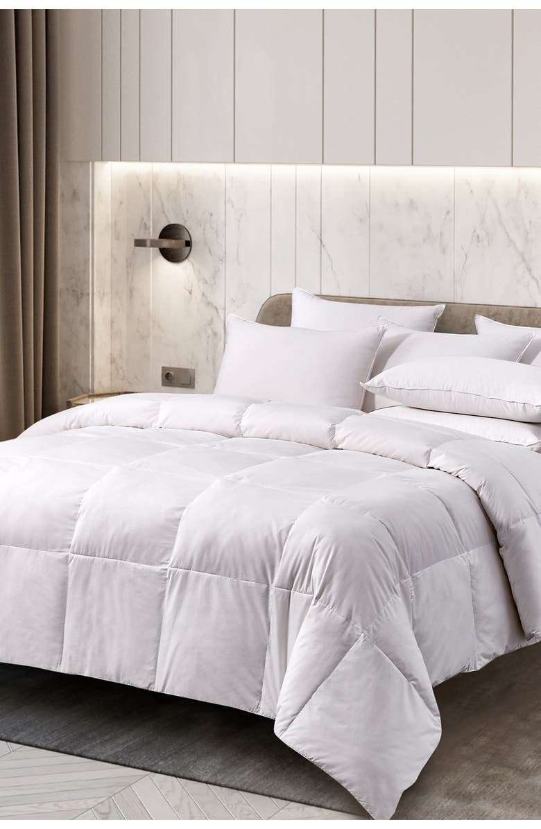 BLUE RIDGE HOME FASHIONS Cannon Light Warmth Goose Feather & Down Fiber Comforter - King - White, Main, color, 