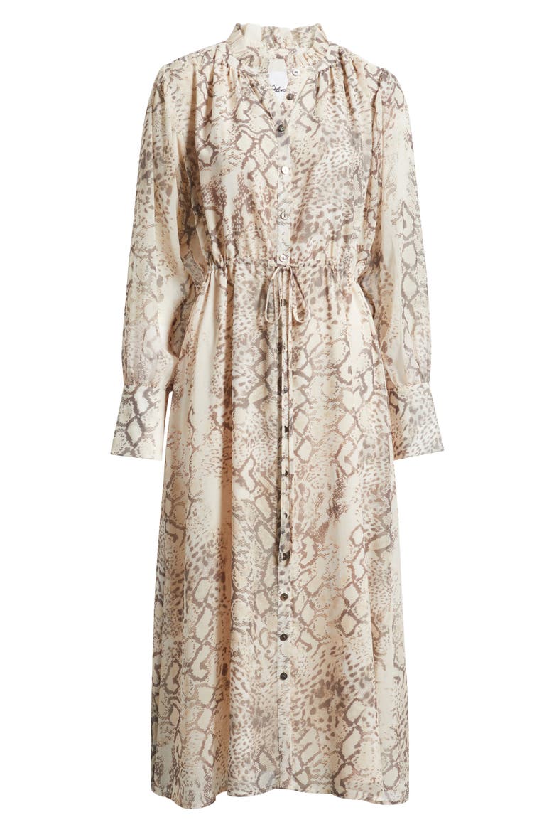 Snake Printed Midi Shirtdress, Alternate, color, NATURAL