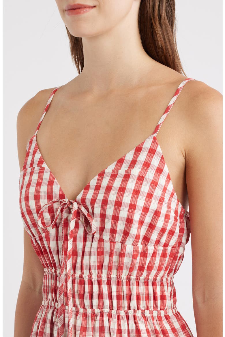 Spencer Smock Gingham Midi Dress, Alternate, color, RED/ WHITE