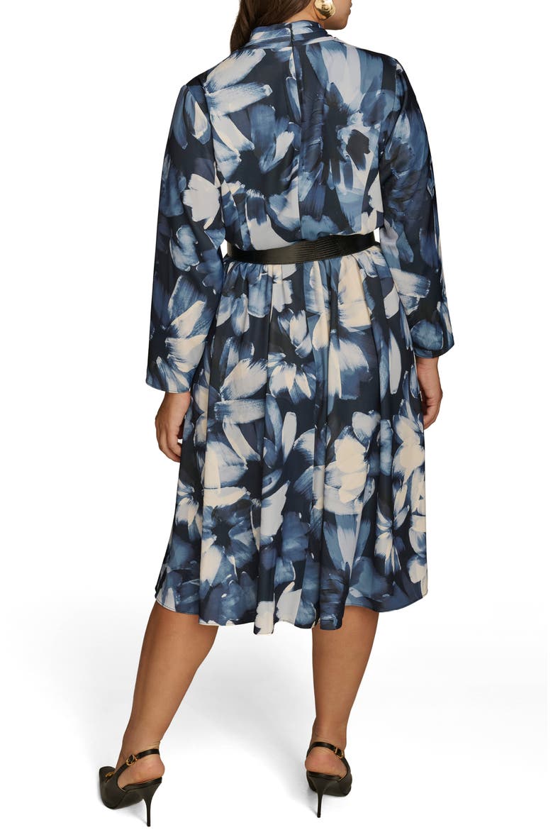 Abstract Floral Belted Midi Dress, Alternate, color, NIGHTFALL MULTI