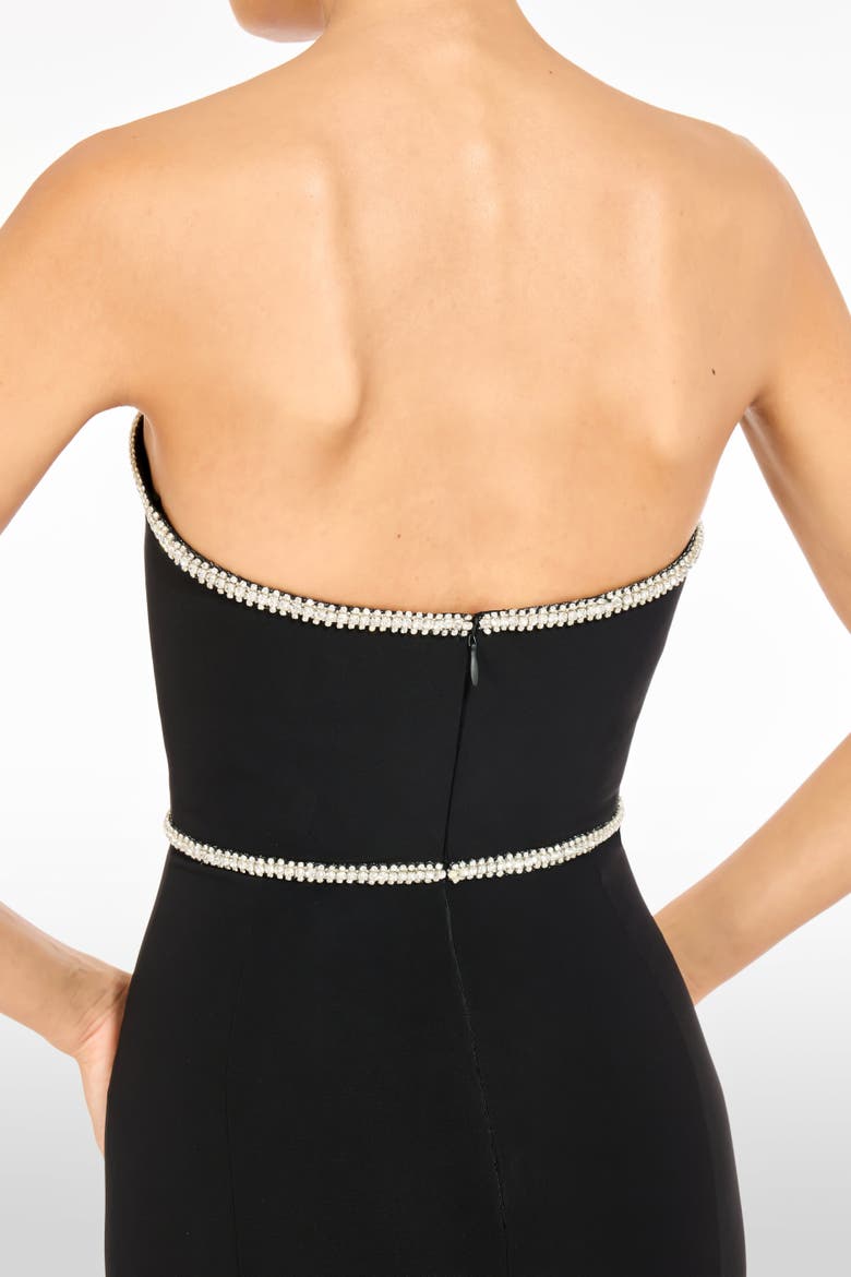 Odette Bow Embellished Midi Dress, Alternate, color, Liquorice